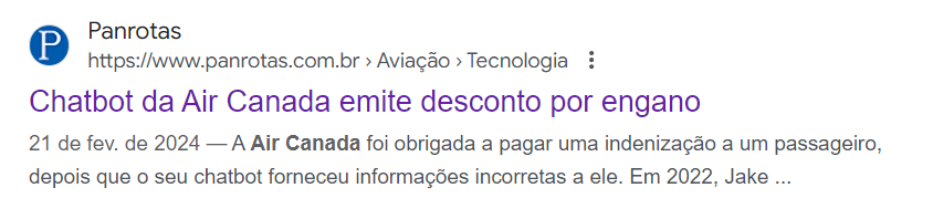 print do Google notícias destacando a matéria air canada